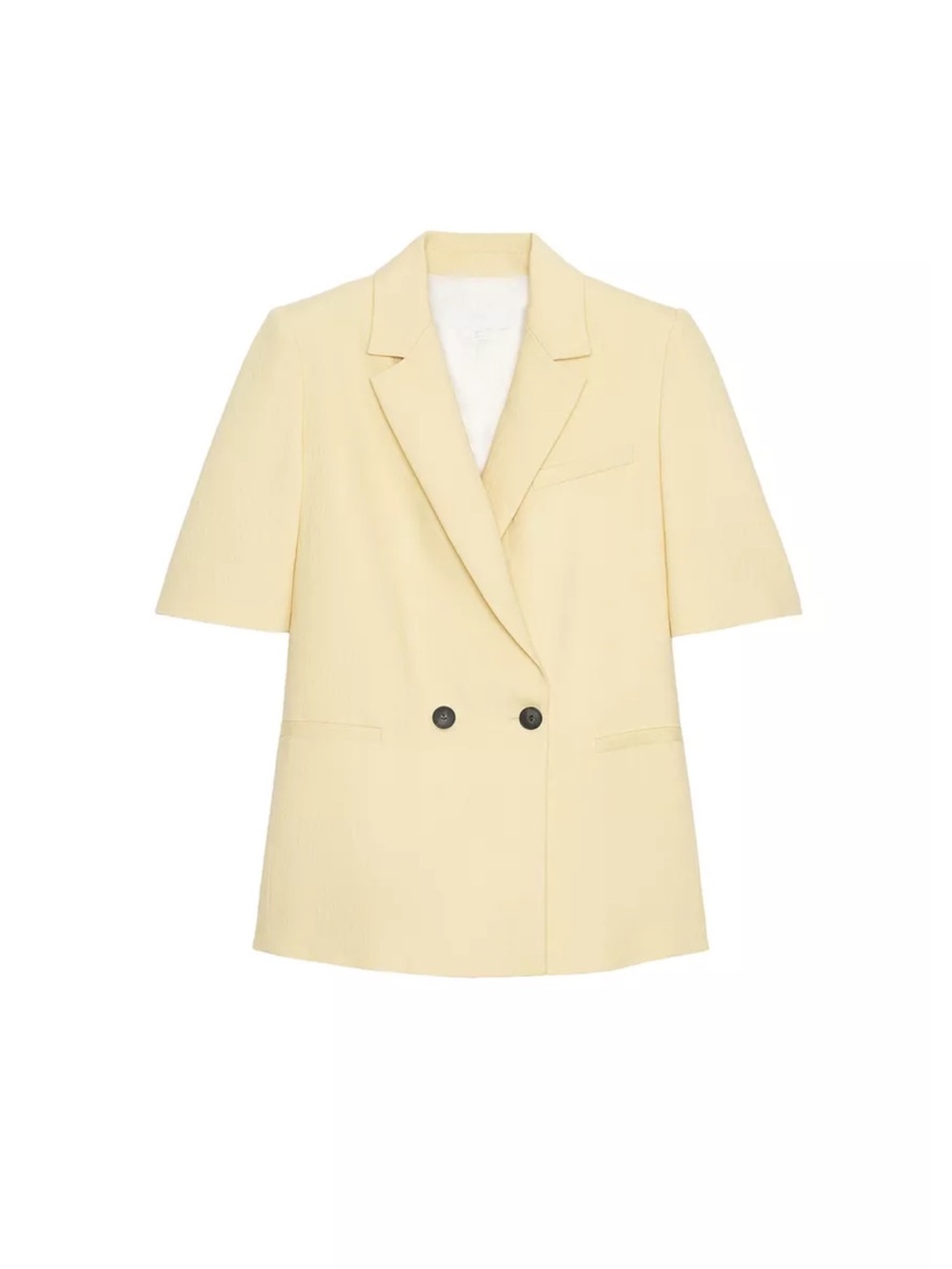 Zara Pale Yellow Short-Sleeve Double-Breasted Blazer